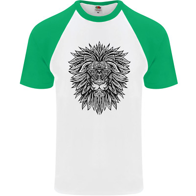 Mandala Lion Herren S/S Baseball T-Shirt