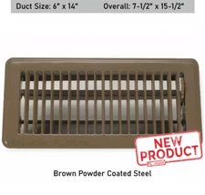 Brown Floor Register Grille 6" x 14 inch DUCT SIZE Air Welded Steel Construction