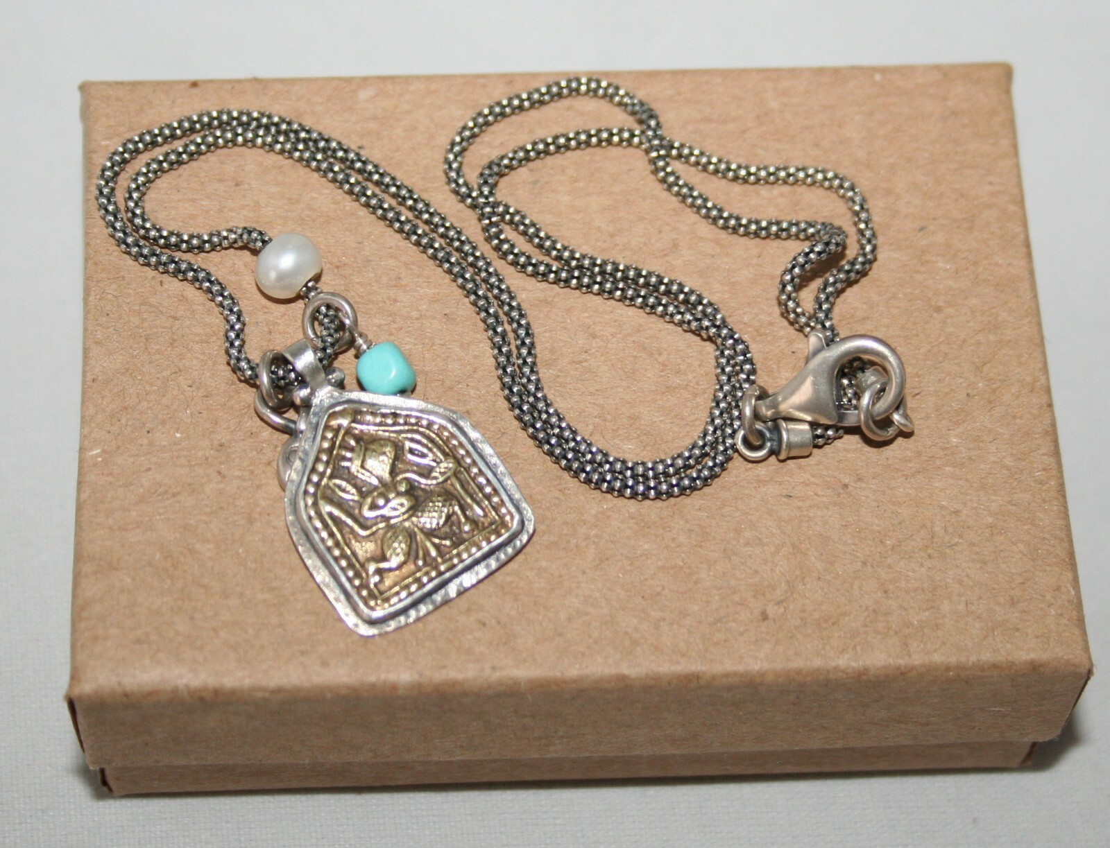 Silpada Sterling Silver Oxidized Multi Charm Turquoise & Brass Necklace N1679 