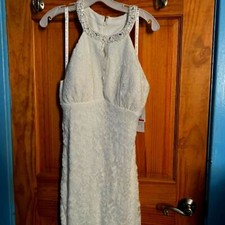 Wedding Pageant Prom David's Bridal gown white lace and sparkle with rhinestones
