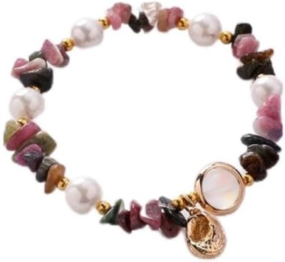 Handgefertigtes Kristall Armband, natürliche Farbe Turmalin Stein Böhmen Perle Charm