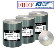 300 Pack Ritek Pro CD-R 52X 700MB Shiny Silver Lacquer Blank Recordable Disc