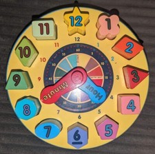 Melissa  Doug Wooden Shape Sorting Analog Clock Educational Learning Toy Puzzle