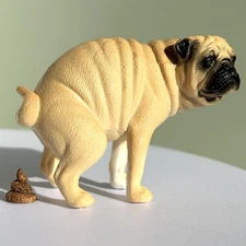 Collectibles Pooping Pug Puppy Statue Realistic Funny Dog Figurine,Creative...