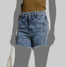 $275 ITMFL Women's Blue Penny Teller Cut-Off Relaxed Jeans Shorts Size Large