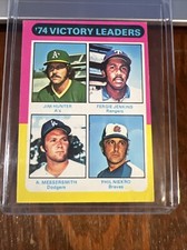 Fergie Jenkins Phil Niekro Jim Hunter 1975 Topps League Leaders Mini #310 HOF