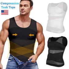 Mens Gynecomastia Compression Shaper Vest Tank Tops Waist Trainer Shapewear Slim