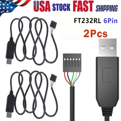 2pcs 1M FTDI FT232RL USB to Serial Adapter Module USB to TTL RS232 Cable 6Pin US