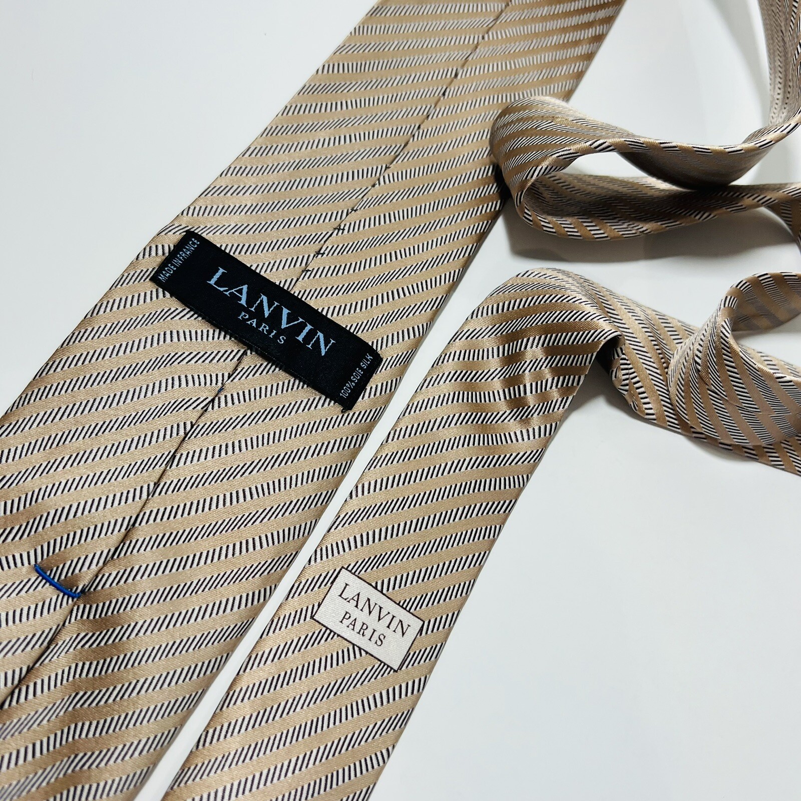 LANVIN Paris Modern/Recent Tan,Brown&Gray Striped… - image 1