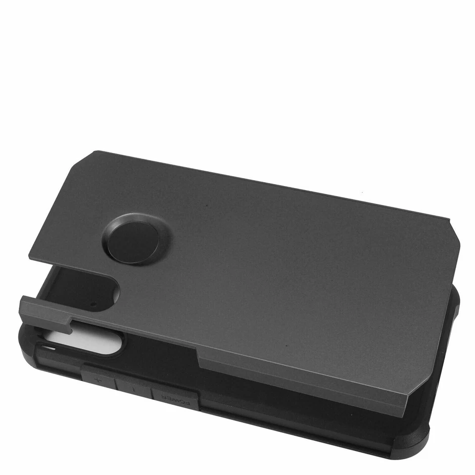 For Motorola E6 Plus XT2025 Rubberized Hybrid Slim Shockproof Case Grey/Black - Image 2 of 4