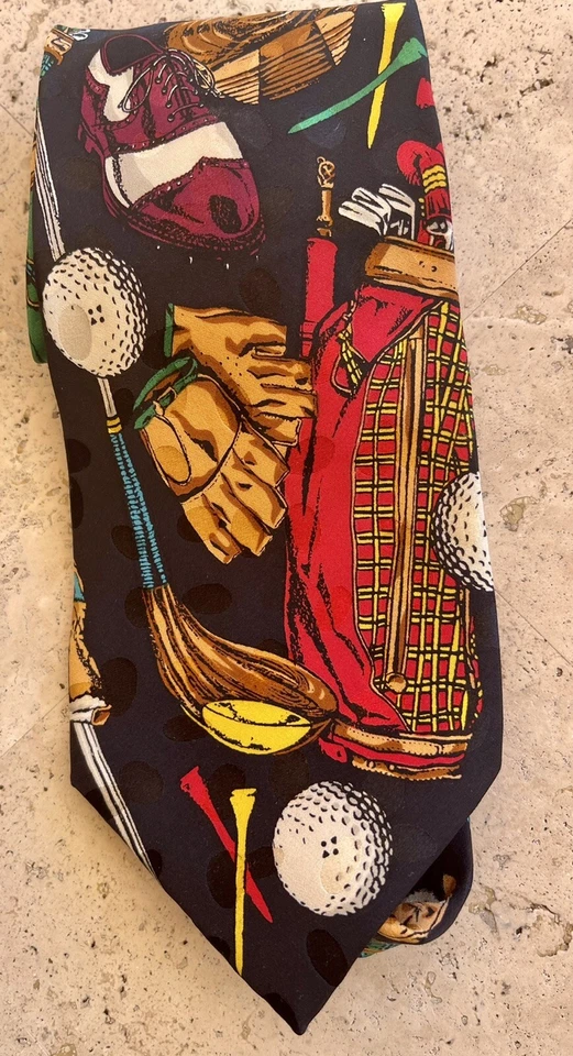 Hermosa corbata de golf brillante para hombre Addiction palos de golf camisetas guantes Foto 2 de 4