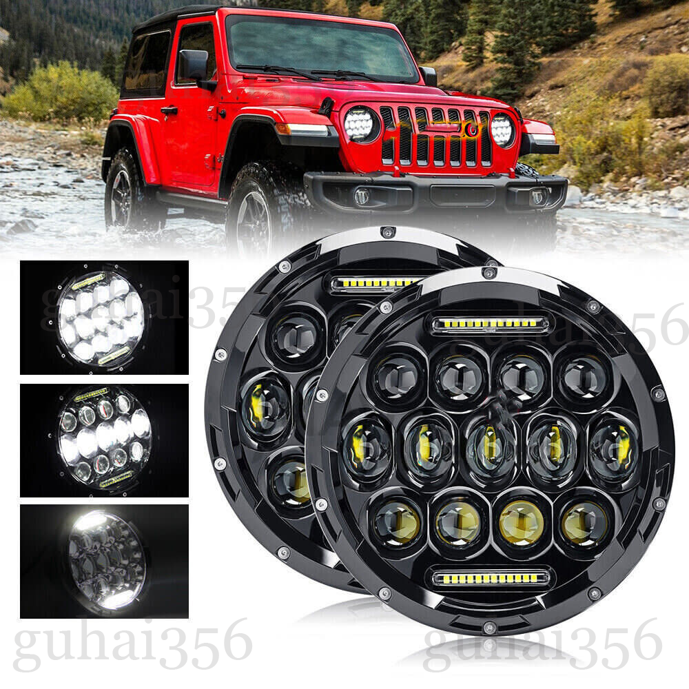 Nifeida 7 Inch Round Headlights Round Halo Angel Eyes DRL Amber Turn Signal Lights Compatible With Jeep Wrangler JK TJ LJ CJ 97-18 Hummer H1 H2, Hi/Lo - Foto 13