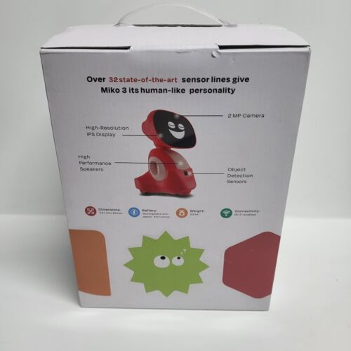 Robot interattivo MIKO 3 rosso AI-Powered Smart Robot modello #EMK301 senza cavo di alimentazione - Foto 3 di 12