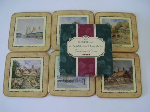 SIX CLOVERLEAF CORK BACKED COASTERS - COTSWOLD COUNTRY - STRATFORD ON AVON ETC - 第 1/2 張圖片