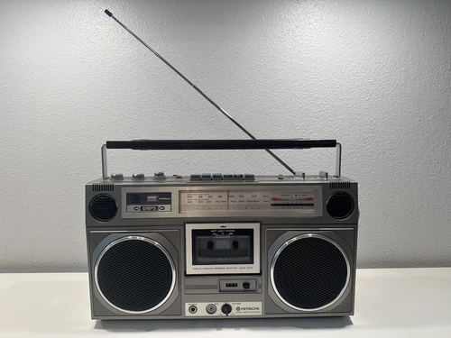VINTAGE Hitachi TRK-8020H AM/FM Cassette Stereo Boombox 4 Speaker *NEEDS LOVE