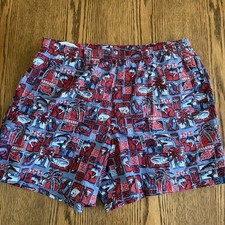 Columbia PFG Swim Trunks Men's Large Rear Zip Pocket Marlin Tuna All Over Print