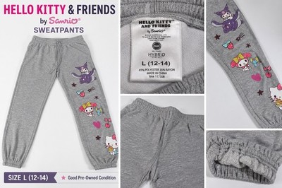 Sanrio Hello Kitty & Friends Girls L (12-14) Gray Fleece Jogger Sweatpants