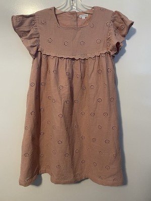 Vertbaudet Pink Eyelet Cotton Knee Length Dress Size 14 Youth NWT