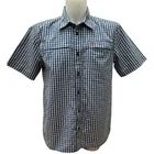 FJÄLLRÄVEN Men's Shirt Blue Checkered LOGO Short Sleeve L