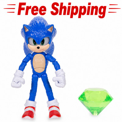 Sonic The Hedgehog 3 Movie 5  Sonic Action Figure w/ Emerald New Gift