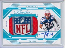 2024 Panini Flawless Ty Law NFL Shield Auto Worn Patch 1/1 New England Patriots
