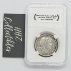 US 1908 D Barber Half Dollar Silver Coin w/1.18 in 30 mm Slab Snap Holder