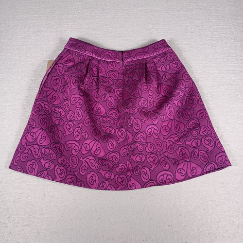 Anthropologie HD in Paris Brocade Skirt Purple Size 00 Geometric Lace Lined NWT - Picture 3 of 6