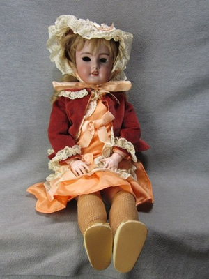 #ad #ad Antique 27quot; Bisque Head Doll Pierced Ears Feathered Brows Eyes Need Replace DEP $249.99