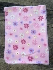 Circo Pink Fleece Baby Blanket W/ Pink Green Purple Yellow Flowers