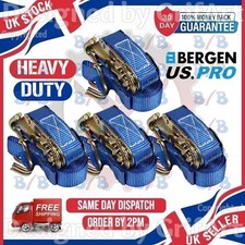 US PRO 4 HEAVY DUTY RATCHET STRAPS ADJUSTABLE TIE DOWN CARGO CAR ROOF RACK HOOKS