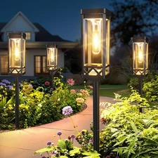 Taller solar pathway lights, 4-pack brighter garden lights lasting 15 hours