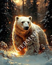 Digital Image Polar Bear Cozy Picture Wallpaper Background Desktop Wall Art A12