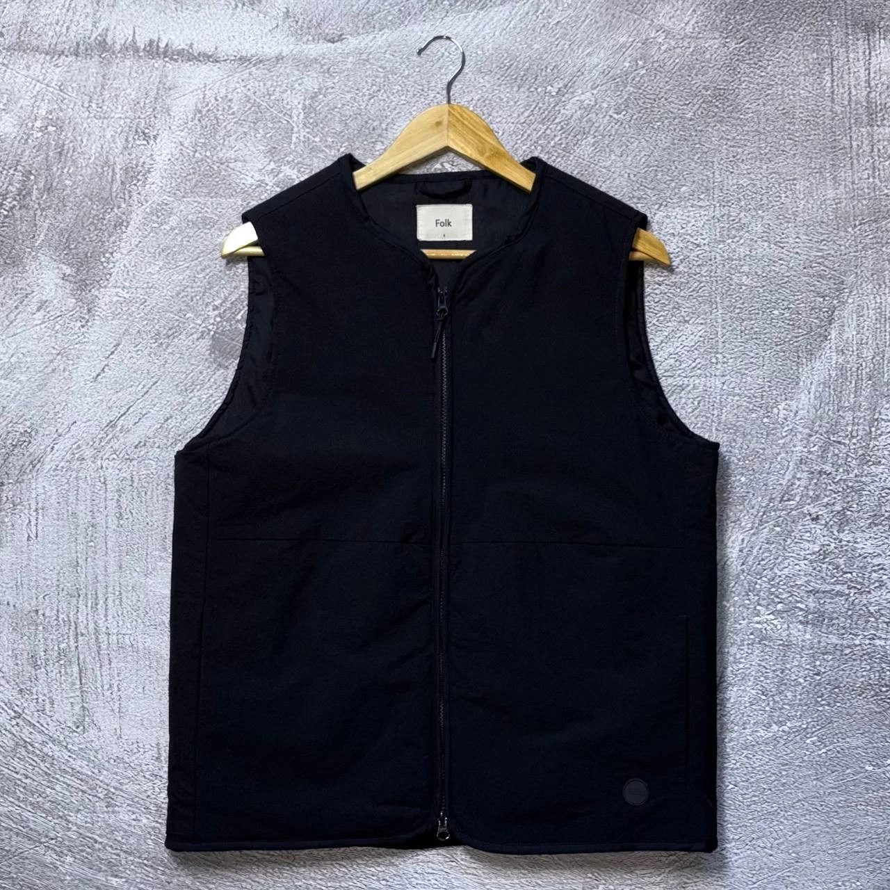 Folk Padded Technical Vest Gilet Black Size 4 (L) Logo