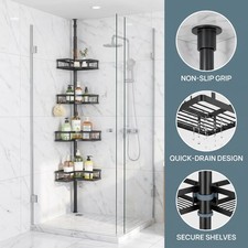 4 Tier Telescopic Bathroom Wall Corner Shelf Rack Shower Caddy Storage Organizer