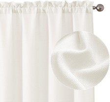 Light Filtering Curtains 84 Inch Length 2 Panels, Faux Linen Textured Soft Airy