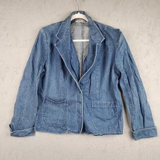 Vintage McCrory Denim Jacket Womens Large Blue Blazer Chore Workwear Casual 80s