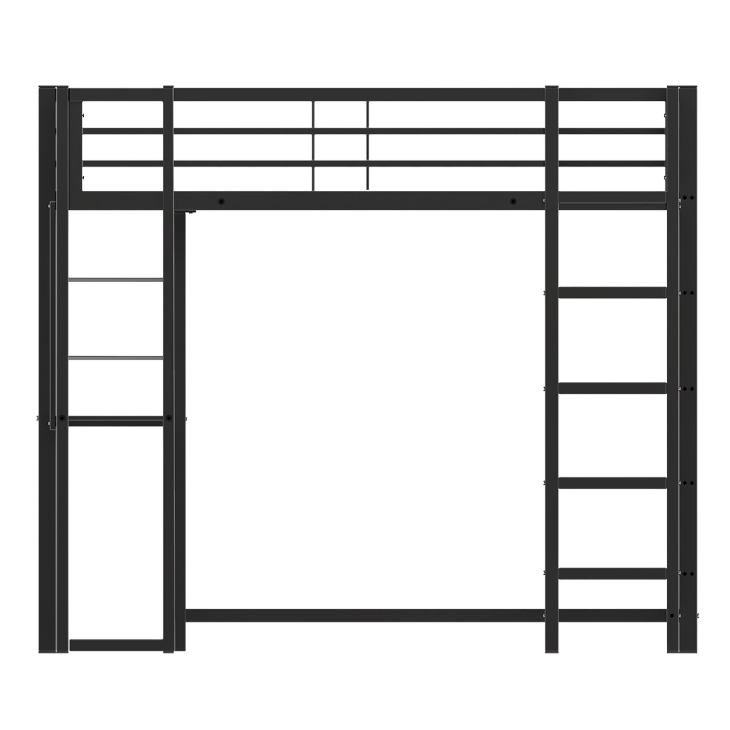 Twin/Full Size Metal Loft Bed Frame with Desk & Storage Shelves for Teens Black