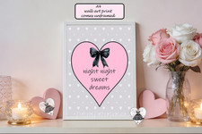 Girly Bedroom Wall Art Night Night Sweet Dreams Heart Room Decor Girls A4 Print