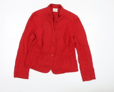 Viyella Damen Blazer rot Leinenmischung UK 10 einreihig