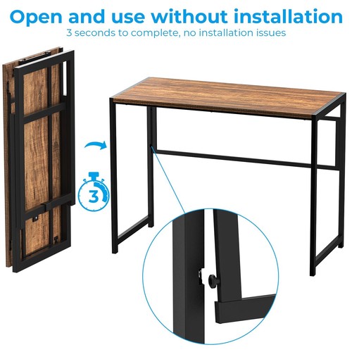 Folding Desk No-Assembly,31.5 in Small Desk for Small Spaces Computer Desk fo... - Picture 4 of 8