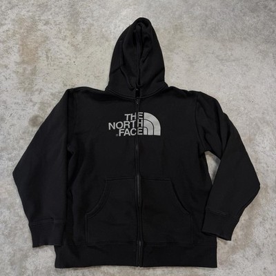 The North Face Hoodie Mens XL Black Fleece Full Zip Kangaroo Front Graphic Logo