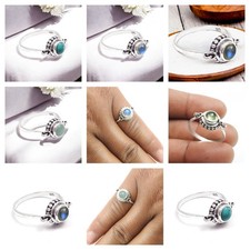 Proposal Ring Natural Gemstone Solid 925 Silver Trendy Ring Gift Jewelry For Her