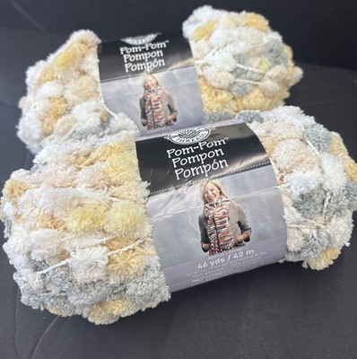 BUNNY TAIL Loops and Threads Pom Pom Yarn Naturals #1 Knitting-2 Skeins 92 Yds