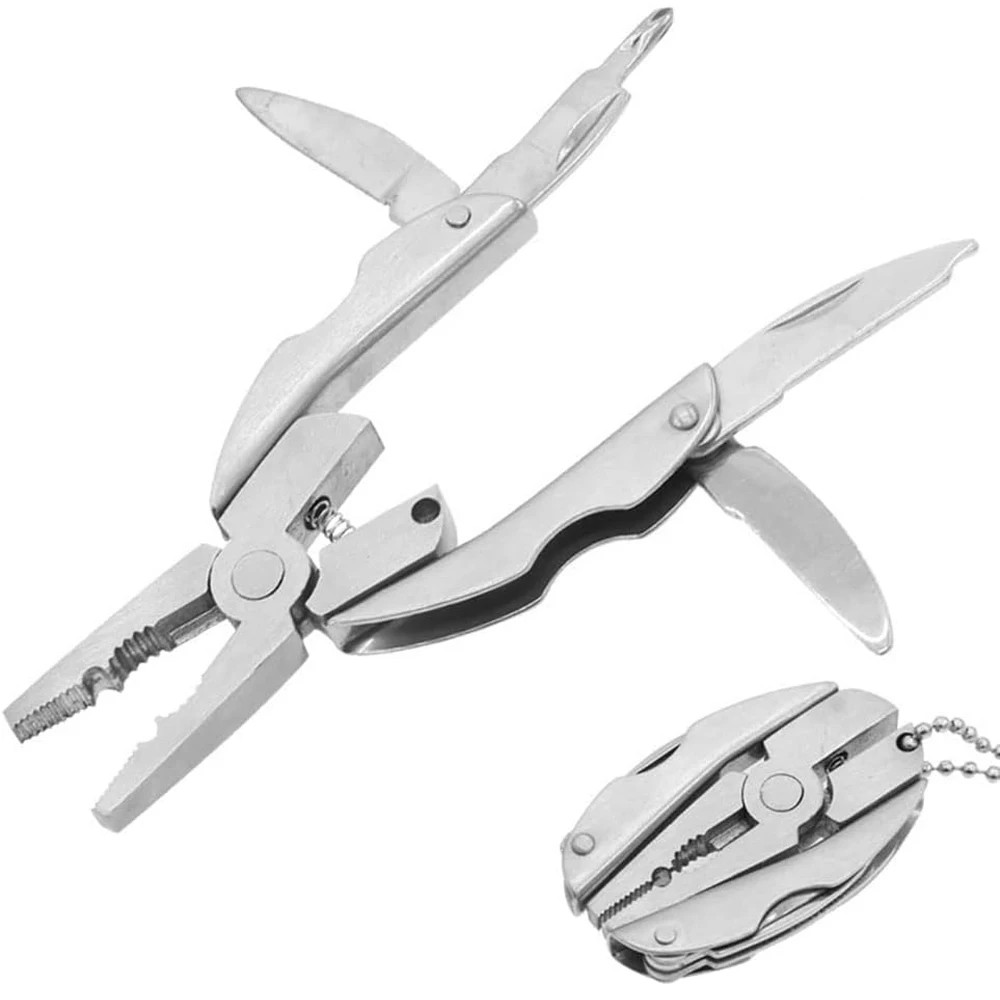 Portable Stainless Steel Multi Tool Pliers Knife Screwdriver Keychain Outdoor