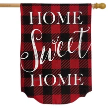 Briarwood Lane Red Checkered Home Sweet Home Burlap Winter House Flag