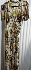 Anthropologie TINY True Wrap Floral Sunflower Rayon Midi Dress Size Small