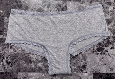 NWOT VICTORIA'S SECRET HEATHER GRAY LACE TRIM CHEEKY PANTIES