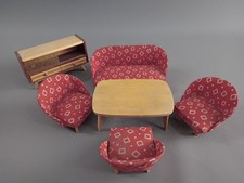 ALTE Puppenmöbel 6-teiliges SET Puppenstube Puppenhaus SPIELZEUG Kinderzimmer !