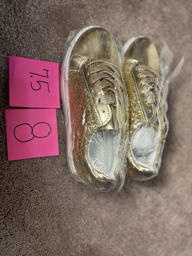 7,5/8 Gold Pailletten Bling Sparkle Sneaker Schnürschuhe Glitzer Glitzer Schuhe NEU - Bild 1 von 5