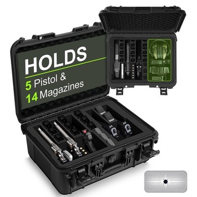 Hard Gun Cases for Handguns, Hold Multiple Pistols & Magazines, Pre-cut Water...